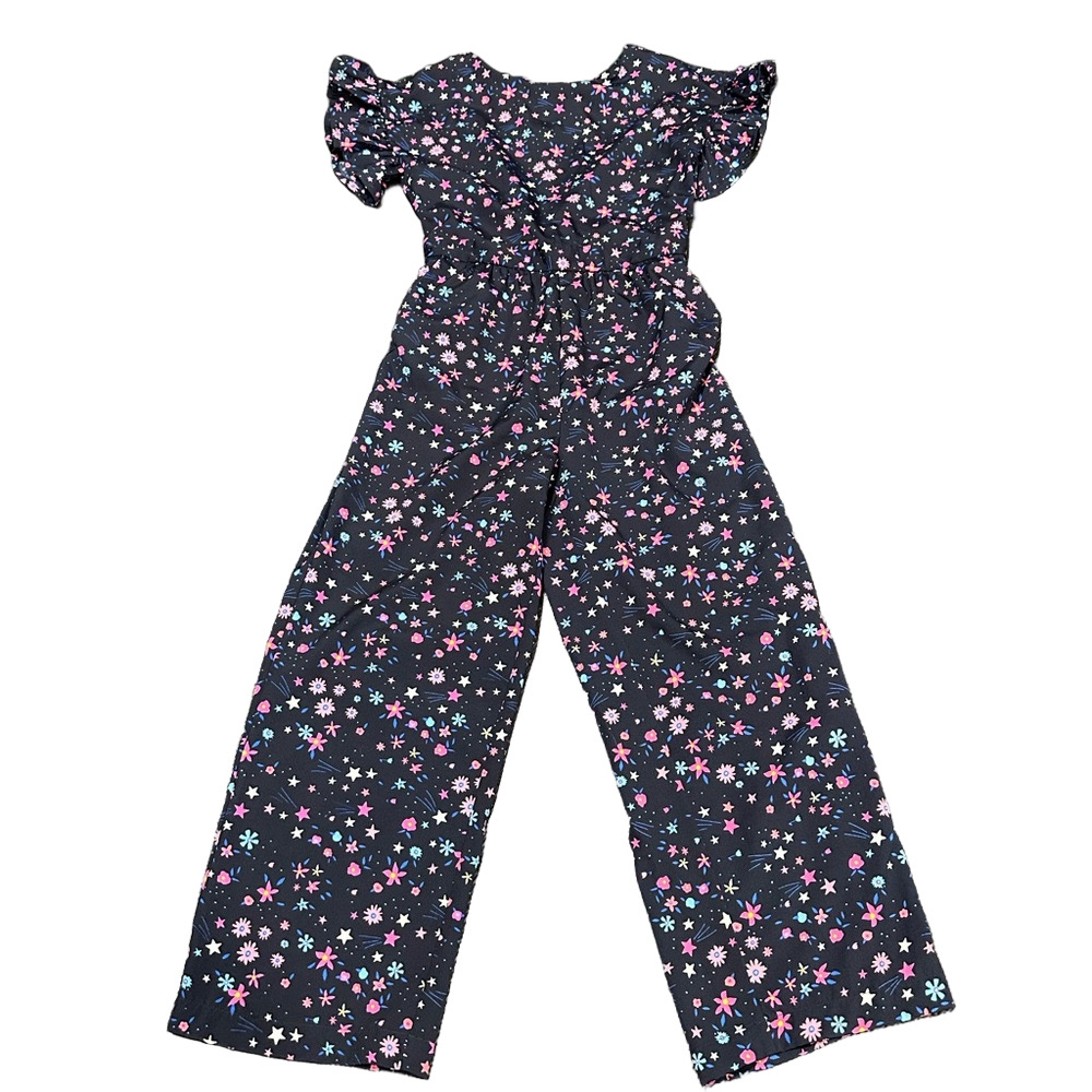 3/27$ Girls jumpsuit with star and flower pattern size 14